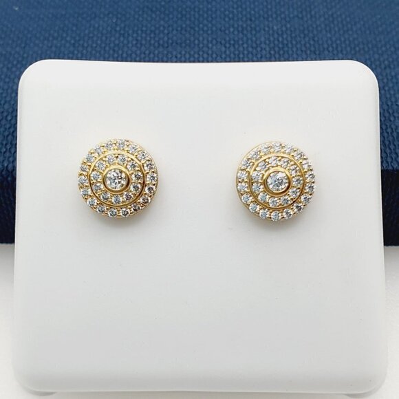 "14K Gold Plated Cubic Zircon Earrings, INUS1BR133 - Picture 1 of 9